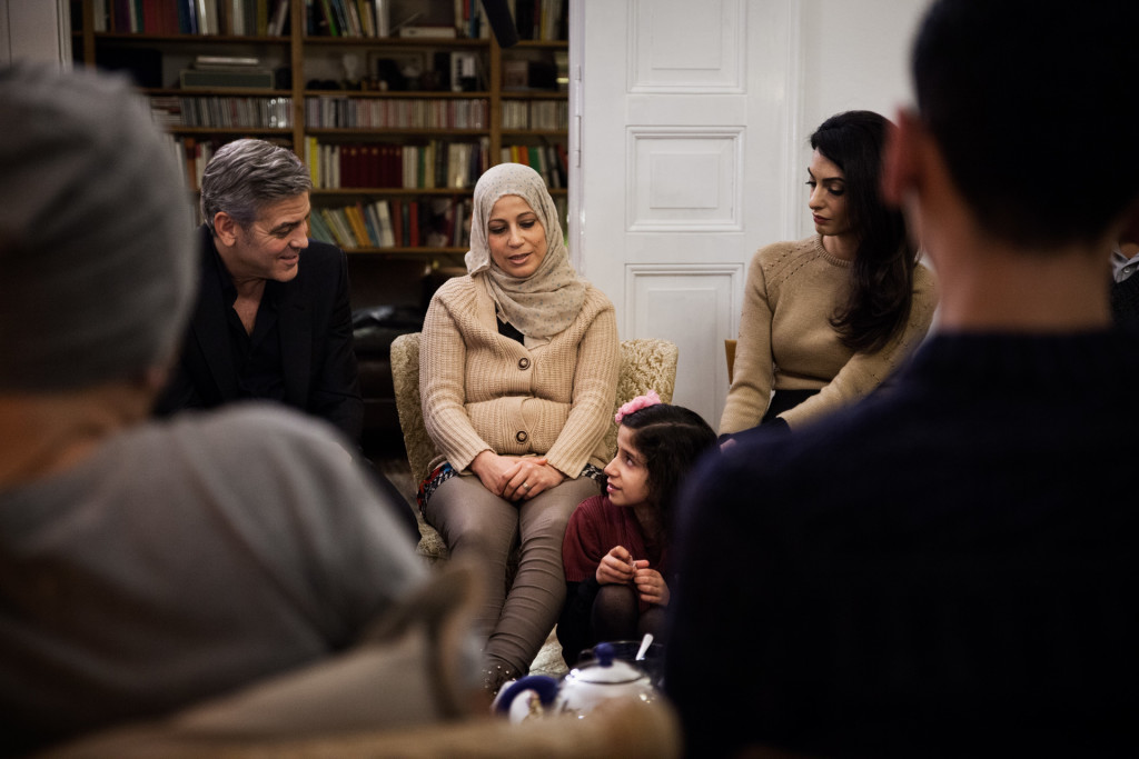 Amal and George Clooney Speak to Syrian Refugees in Berlin